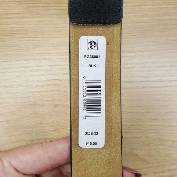 PGA TOUR Mens Belt Size 32 Black Leather Center Stripe Dress Casual Golf - Picture 5 of 6